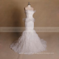 Fairy Mermaid Boat Neck Lace Applique Bottom Ruffle Wedding Gown